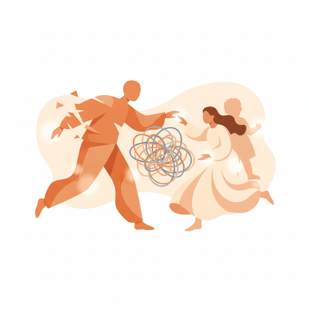 Abstract illustration of approach-avoidance conflict in relationships