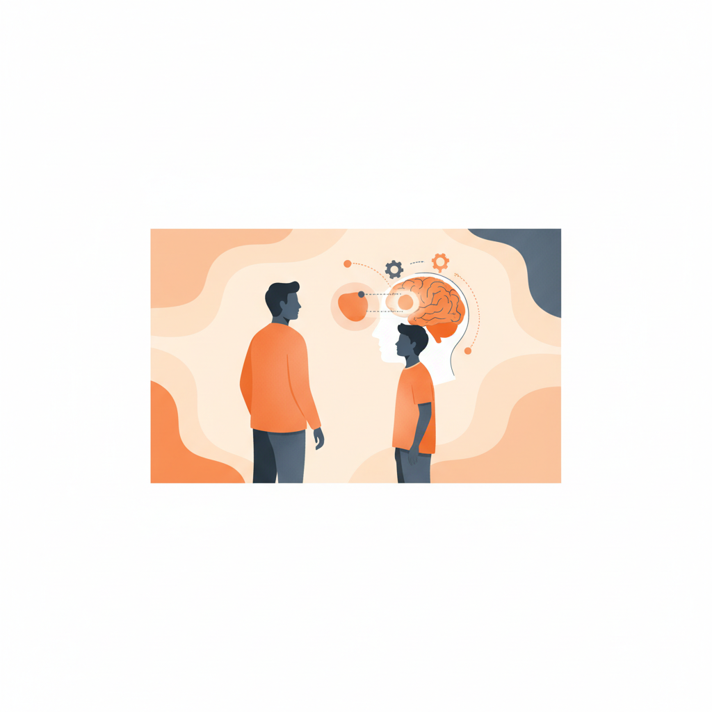 Illustration of a teenage brain with colourful neural connections lighting up