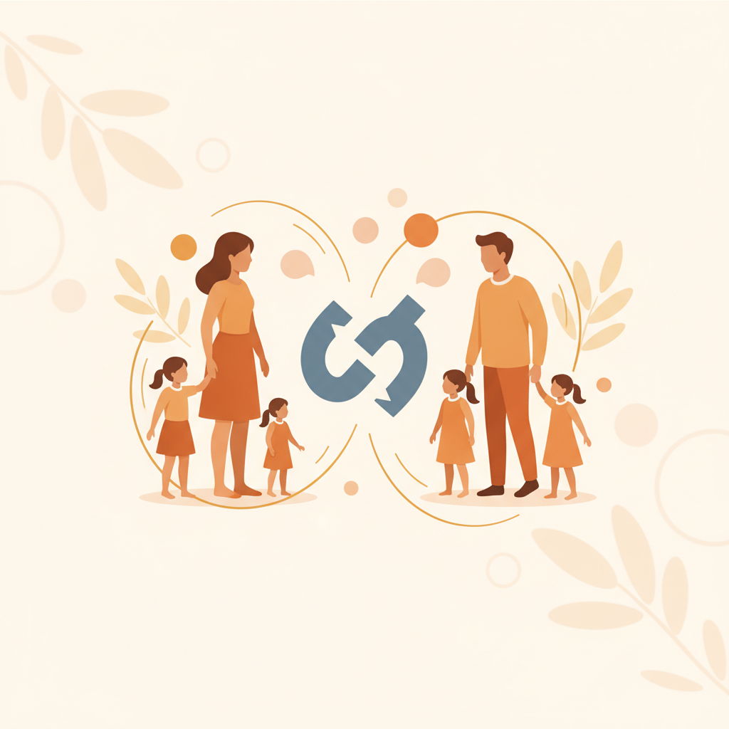 Family members sitting together working through a conflict with compassion and understanding