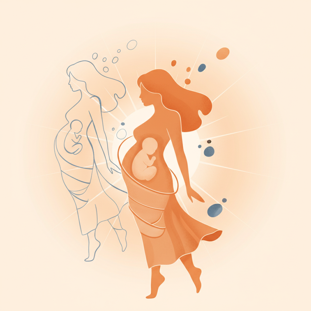 A woman holding a newborn, symbolising the identity transformation of becoming a mother