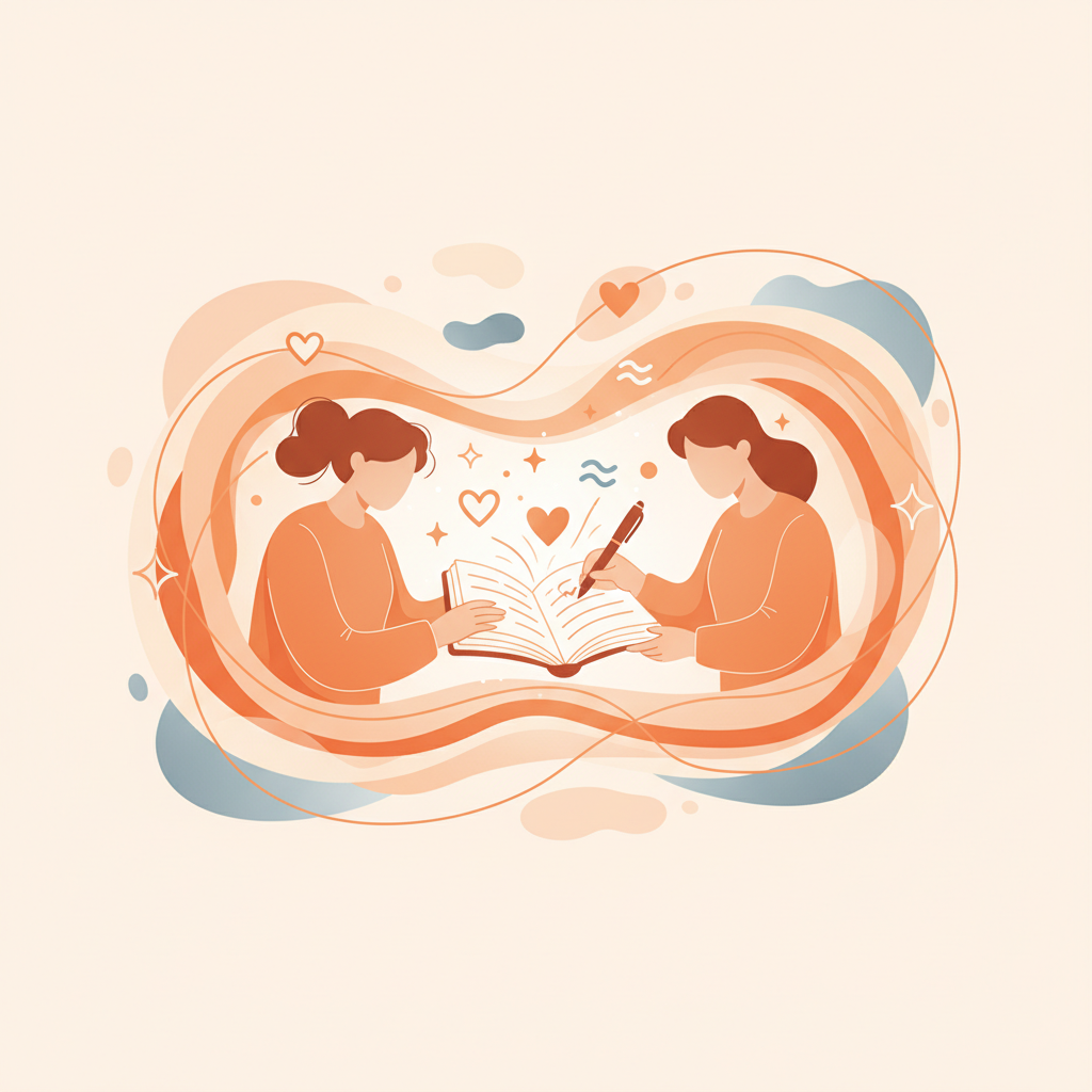 Person writing in an emotional journal with a cup of tea