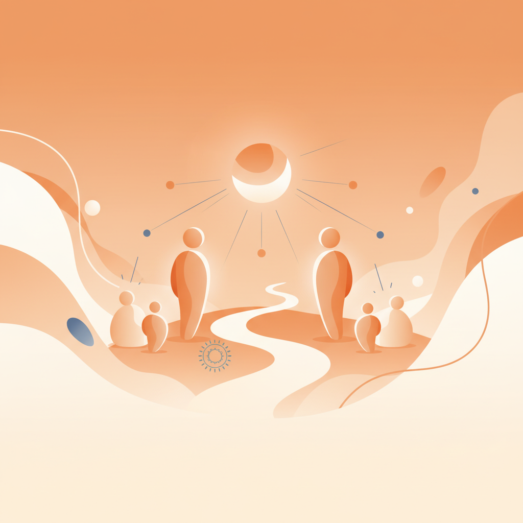 Two people calmly discussing divorce terms at a table