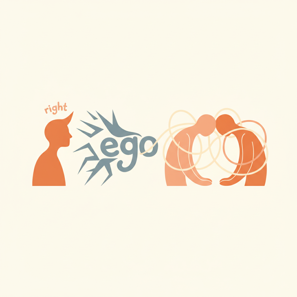 A mirror reflecting a person, symbolizing self-reflection and the role of ego in relationships