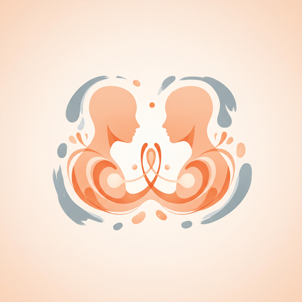 Person sitting peacefully with difficult emotions represented as weather around them