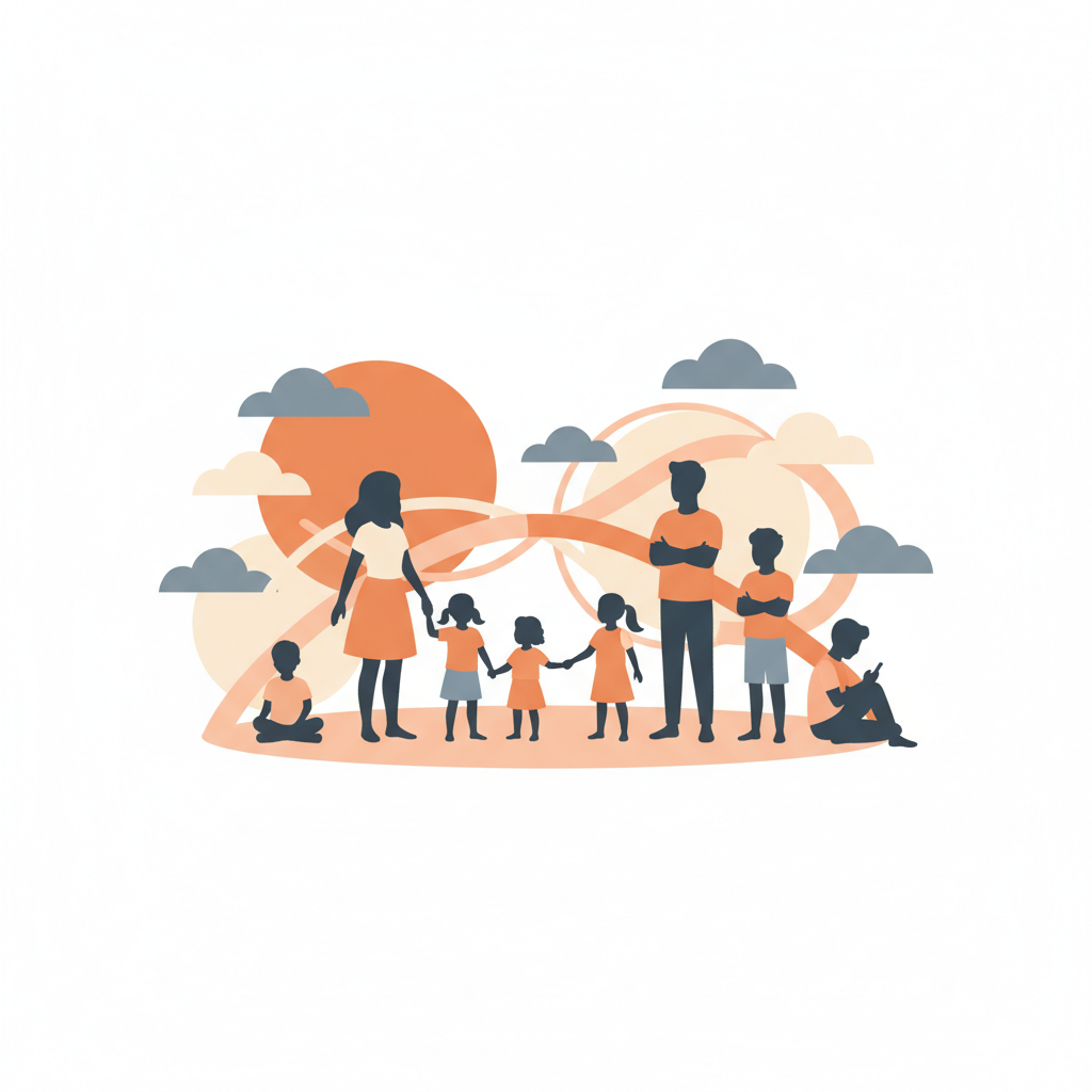 Parents gently explaining divorce to their children