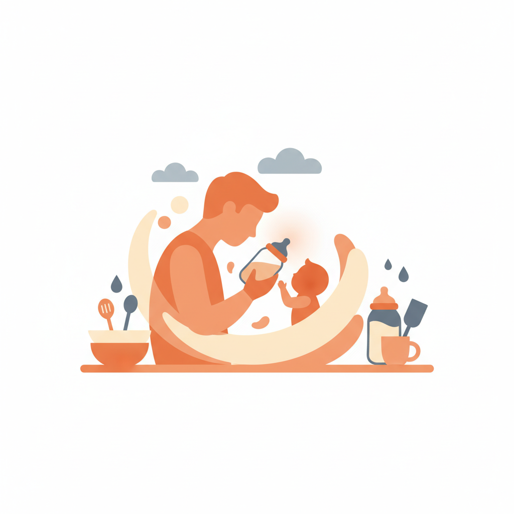 Parent carefully preparing a bottle of infant formula following safe preparation guidelines