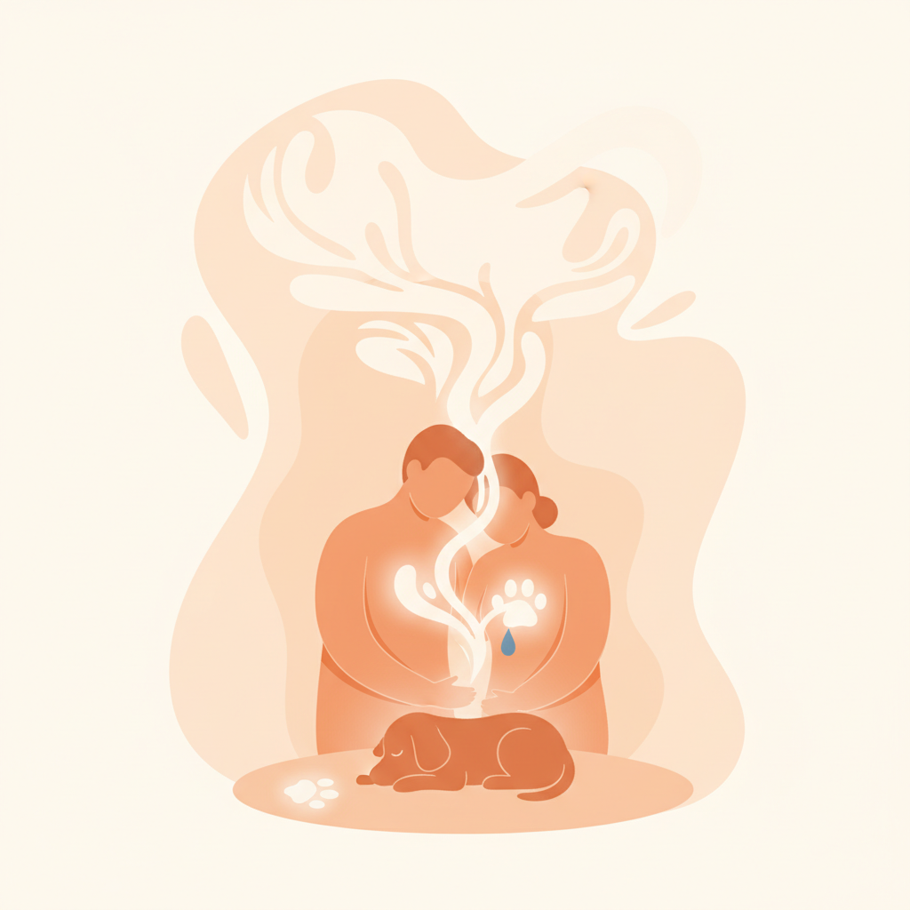 An empty pet bed beside a window with sunlight streaming in, representing the absence after pet loss