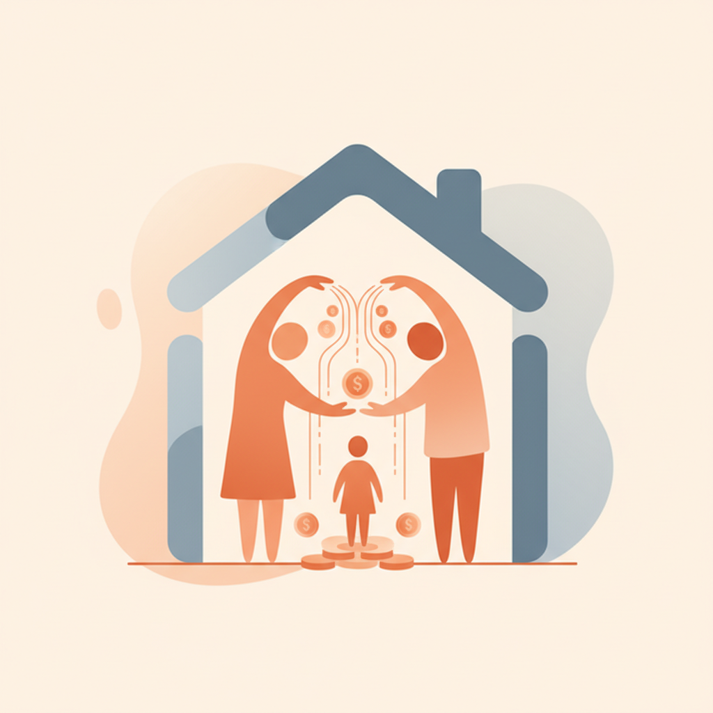 Parents reviewing child support calculations together