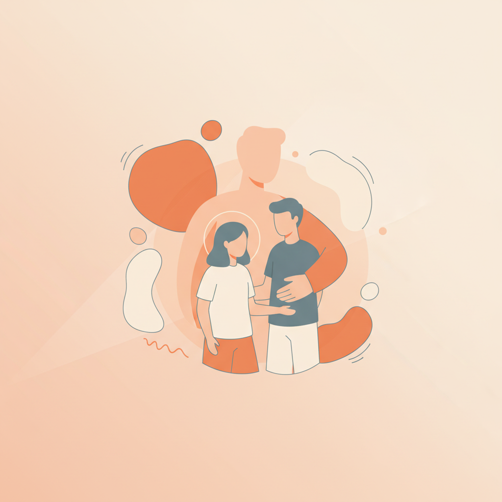 Two teenagers holding hands in a park while a parent watches calmly from a bench