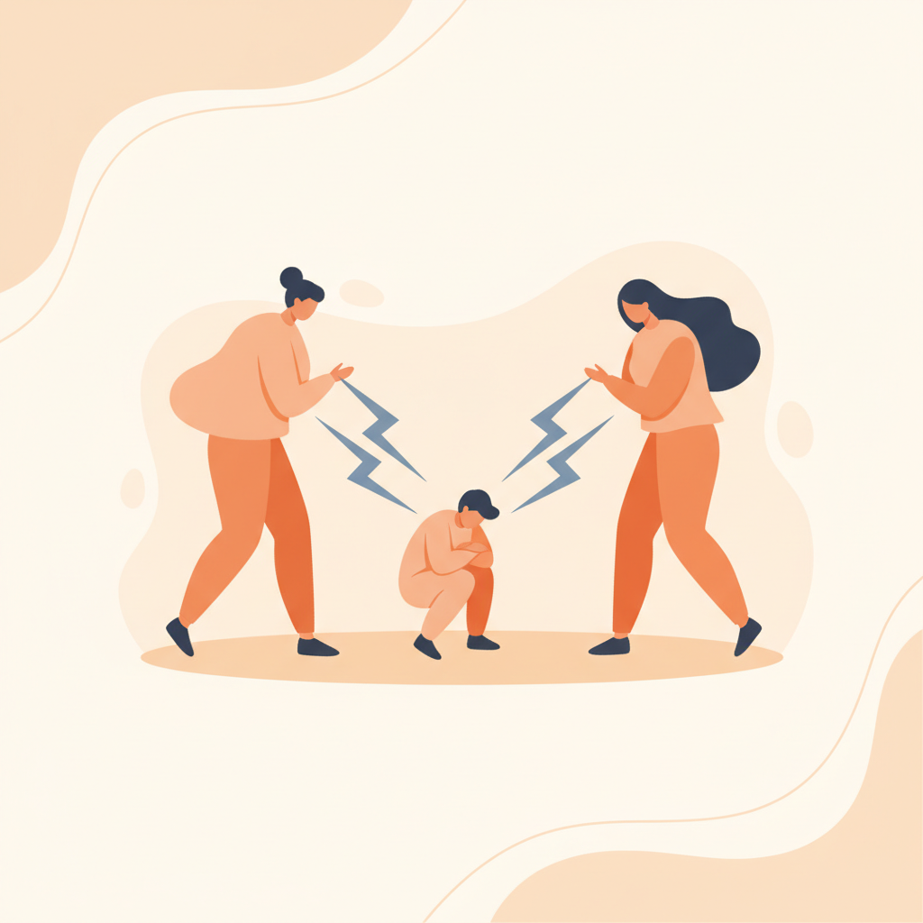 Diagram showing a family triangulation dynamic between three people