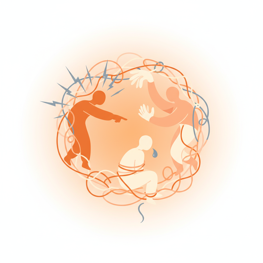Diagram of Karpman's drama triangle showing the three roles